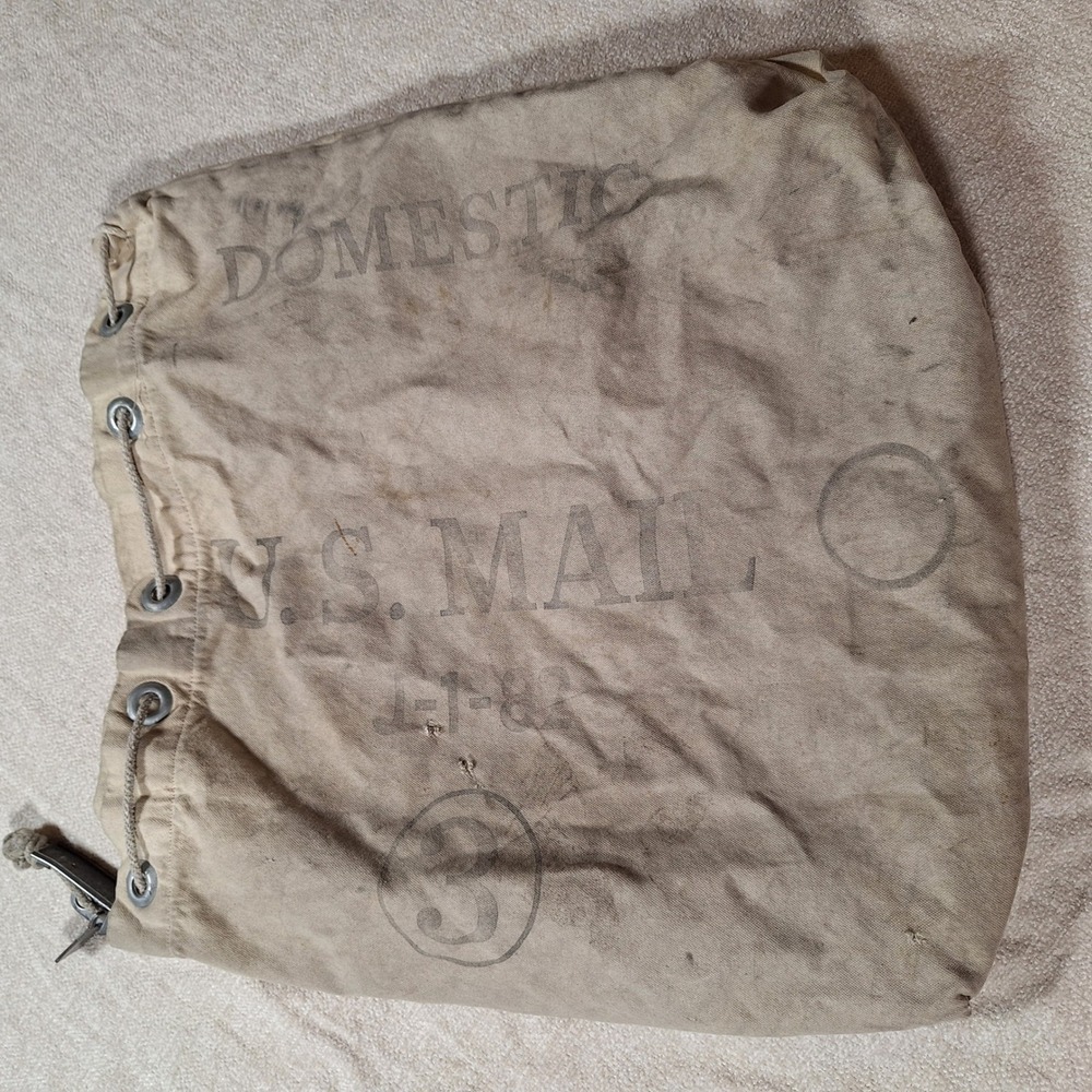 Vintage US Domestic Mail Carrying Bag size 3 Canvas Tote Stamped
